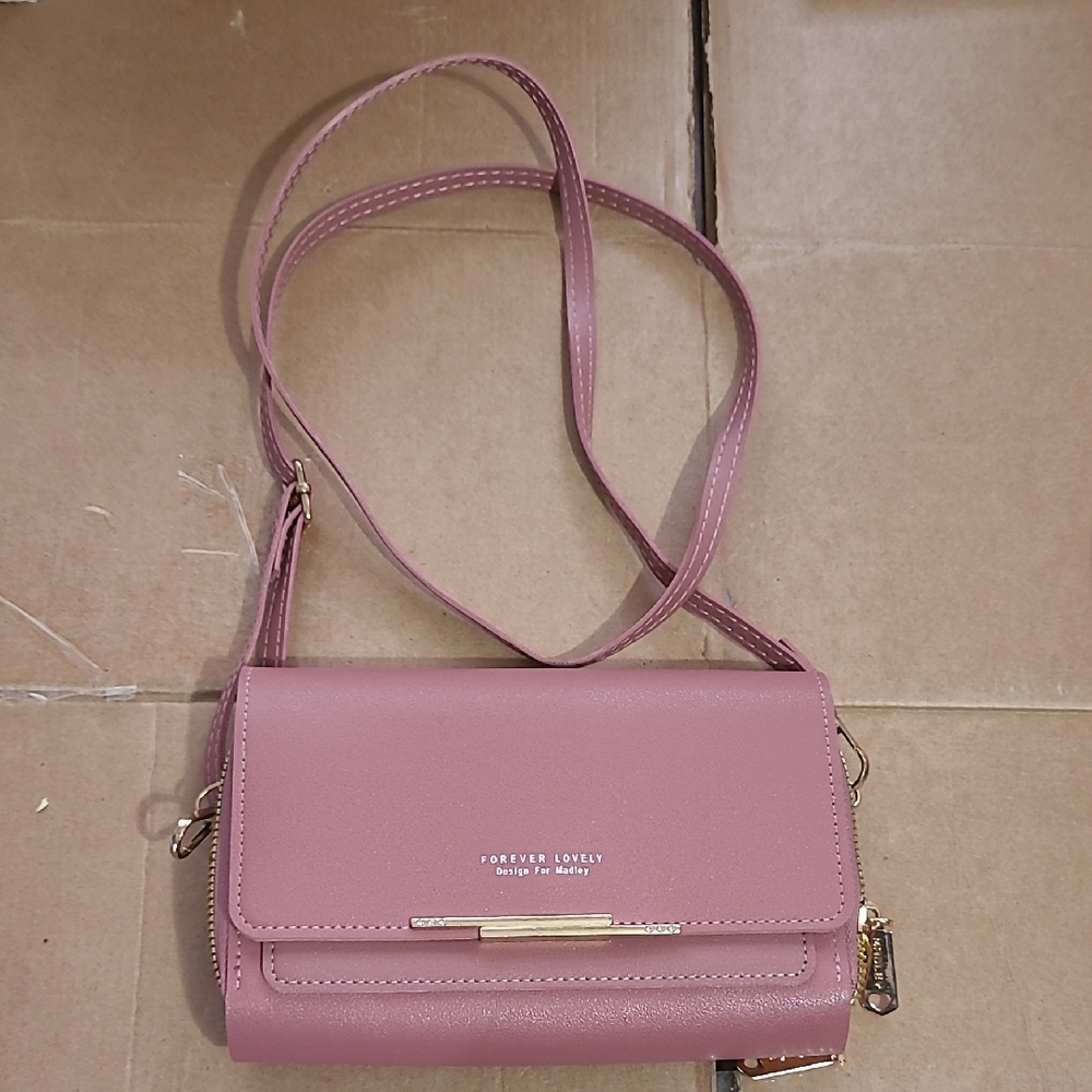 Forever Lovely Design For Madley Faux Leather Crossbody/Clutch Rose Pink.